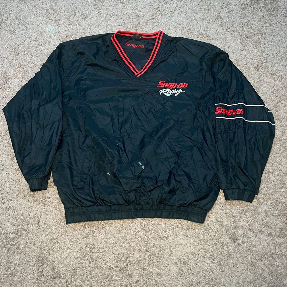 Snap On Racing Pullover Windbreaker Jacket Embroidered Black Sz XL Power Tools